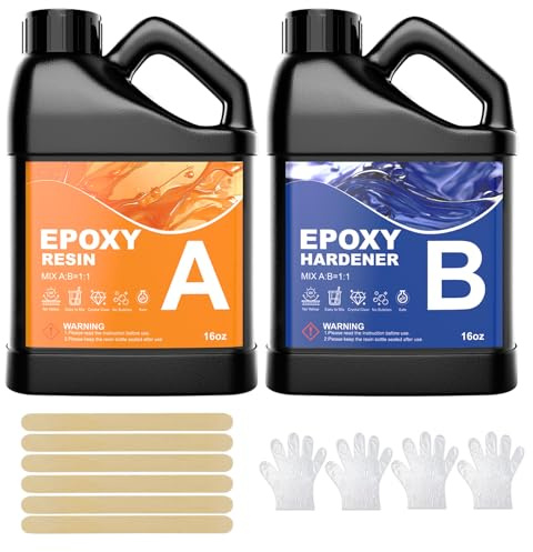 KOPOZA Epoxidharz mit Härter 948ml / 32oz, Hochglanz Epoxidharz Set - 1: 1 Verhältnis Premium Harz Kristallklares Gießharz für Schmuck, Formen, Wohnkultur, Untersetzer, Ornamente