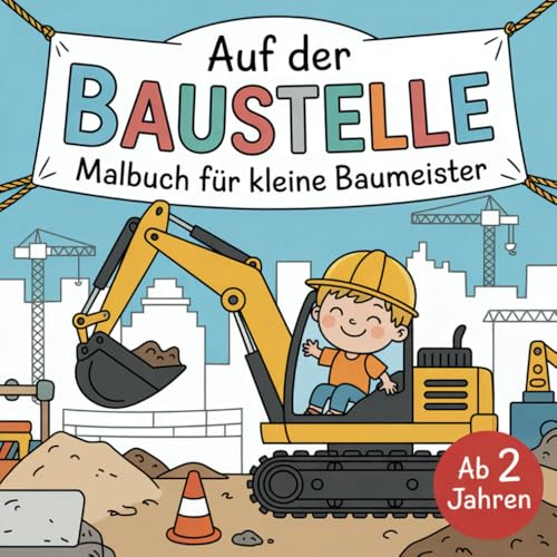 Auf der Baustelle – Malbuch für kleine Baumeister ab 2 Jahren: Mit 50 abwechslungsreichen Ausmalbildern