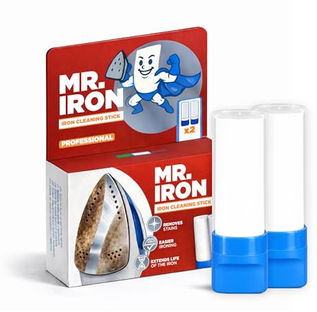 Mr. Iron 2x Sticks Limpiador para Plancha Universal, Made in Italy. Elimina Incrustaciones, Cal, Almidón y Suciedad de la Suela. Perfecto para Todo Tipo de Planchas, Fácil de Usar, Seguro