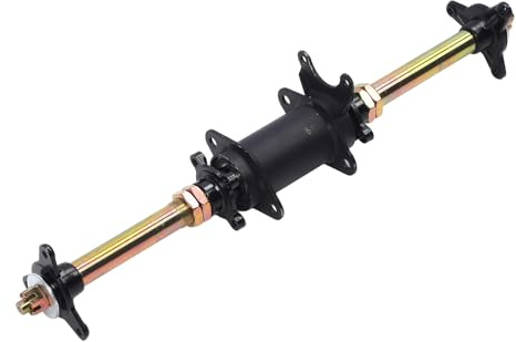AKLOSIPY Kit Assale Posteriore per Go-kart, Assale in Lega di Acciaio con Porta Pignone, Porta Disco Freno, Flangia, Lunghezza 610 Mm, Diametro 25 Mm, Staffa Telaio, per Modifiche Fai Te
