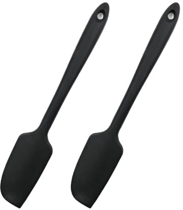 2 Stück Kleiner Silikon Spatel, Hitzebeständig Antihaft Silikon Spatel, Flexibler Nahtloser Mini-Spatel, Küchenutensil für Kochen Backen, Ideal Für Kleine Behälter (Schwarz)
