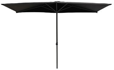Demi parasol de terrasse de 250 cm, parasol rectangulaire réglable pour extérieur avec 5 baleines, parasol de jardin noir, pour balcon et terrasse, protection UV, auvent durable