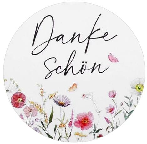 Nogeqi 120 Stück Danke Aufkleber 4cm Dankeschön Aufkleber im Blumenstil, Danke Etiketten Selbstklebend Thank You Stickers Geschenkaufkleber für Kommunion Konfirmation Umschlägen Geschenktüten Hochzeit