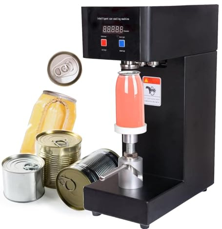Cup Sealing Machine，Automatic Can Cup Sealer Machine, Electric Tin Can Sealing Machine, Juice/Bubble Tea/Beer Can Sealer, Can Seamer-2.2 Diameter/Height Adjustable,Black-220V