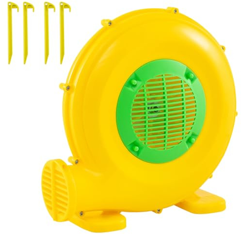 RELAX4LIFE Pompe Électrique Gonflable 450W, Souffleur d'air avec Poignée Pratique et 4 Piquets de Terre, Puissance 1650 Pa, Capacité 850 m³/h pour Château Gonflable (Jaune de Cobalt,450W)