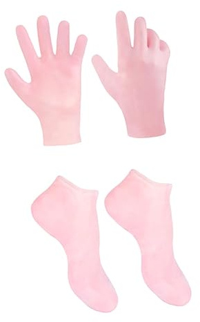 DECOMELODY Moufles Hydratants Et Couvre-pieds Pour Soin Peau 2 Paires Taille Unique Protection Anti-dessèchement Callosités Unisexe Usage Quotidien Rose