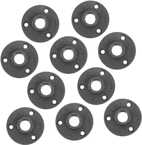 Tofficu 10 piezas Placas de Brida de Hierro Maleable con Diseño Retro para Soporte de Muebles y Estantes Bases de Montaje Decorativas Tres