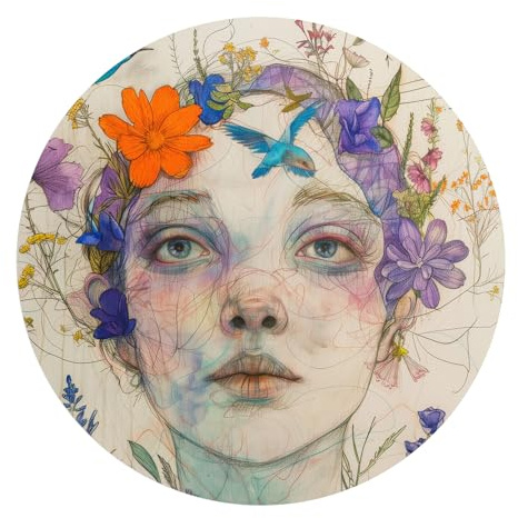 DEQORI Carta da parati rotonda autoadesiva Ø 80 cm | motivo botin della luce | tela tessile – staccabile, decorativa e indeformabile – per soggiorno, ufficio, corridoio o cameretta dei bambini