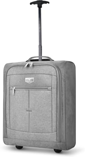 LUGG Cabin Size Lightweight Luggage - Durable 600D Polyester Snowflake Push Up Trolley - Solid Wheels - Easyjet, Ryanair, British Airways - Airway Locker (45x36x20cm)