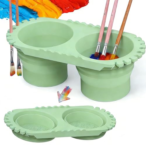Collapsible paint brush rinser, paint brush cleaner, silicone paint brush washer, water pot for painting travel for Acrylic, Oil Painting, acrylic paint brush cleaner, Artists outdoor paint tool