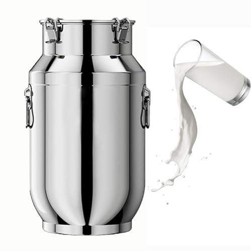 aliooila Edelstahleimer Mit Deckel Lebensmittelecht Milchkännchen Farm Milk Transport Can Milchkanne Mit Deckel Luftdichtes Edelstahl Luftdichtes Für Milch Und Wein Flüssigkeit,capacity-40L