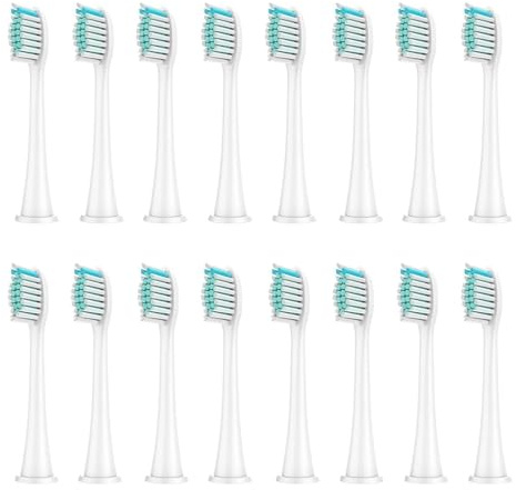Lot de 16 têtes brosse rechange for à dents, compatibles avec les manches clipser(16pcs white)