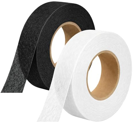 Dargkwn Bügelband ohne Nähen schwarz weiß 2 Rollen für Kleidung DIY | Einfache Textilhilfe aus Nylon zum Aufbügeln für Kleidung, Vorhänge und Stoffanpassungen
