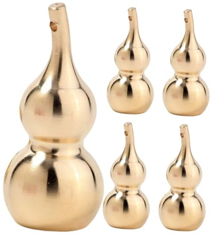 TEHAUX 5pcs Brass Gourd Pendant DIY Brass Gourd Pendants Decorative Portable Golden Small DIY for Making Small Crafts and Handicrafts