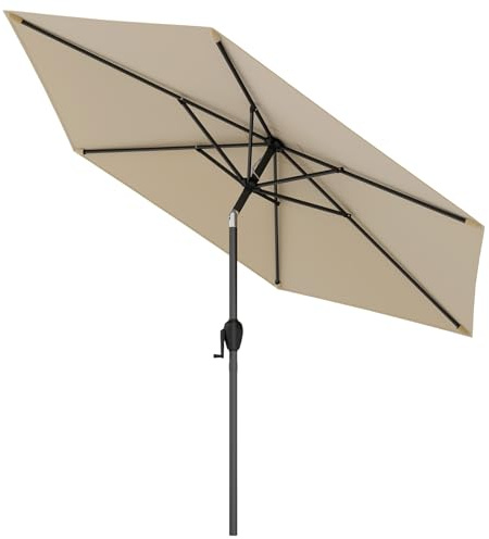 FANTASK Ombrellone da spiaggia con 6 costole e manovella, pieghevole, double face, a 35°, per giardino, balcone, terrazza (beige)