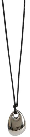GTYLF Collier avec pendentif en forme de haricot moderne, cordon en cuir PU, chaîne de clavicule réglable, bijoux pour femmes avant-gardistes, collier à fermoir réglable