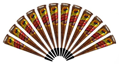 Golecha Instant Golden Glitzer Gel Konus Tattoo Body Art (mehendi) 12 PCS