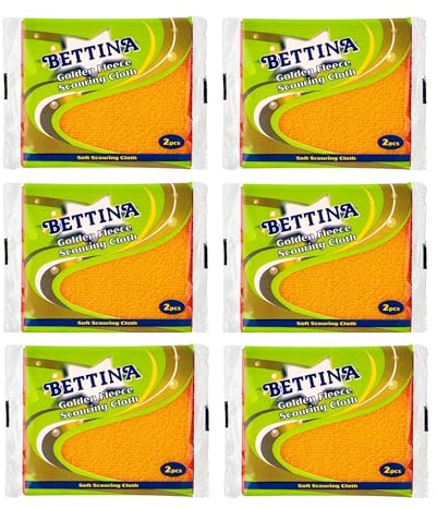 12pc Bettina Golden Fleece Scouring Cloths Washing Up Scrubbing Sponge Cloths