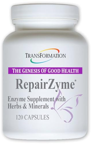 TRANSFORMATION THE GENESIS OF GOOD HEALTH RepairZyme High-Potency Digestive Enzyme Blend Natural Supplement with Herbal Extracts & Essential Minerals for Gut, Digestion & Overall Wellness, 120 Capsule