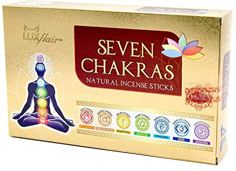 Räucherstäbchen Set 7 Chakren, indische Premium Masala Stäbchen, 7 Sorten Muladhara, Swadhisthana, Manipura, Anahata, Vishudha, Ajna und Sahasra, für Meditation/Yoga, edles Chakra Geschenkset …