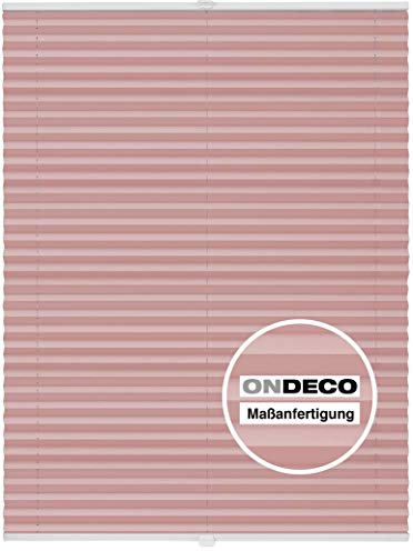 ondeco Store plissé Klemmfix sur mesure pour toutes les fenêtres intérieures, sans perçage, support de serrage, protection solaire, brise-vue opaque, rose, largeur : 30-40 cm, hauteur : 201-250 cm