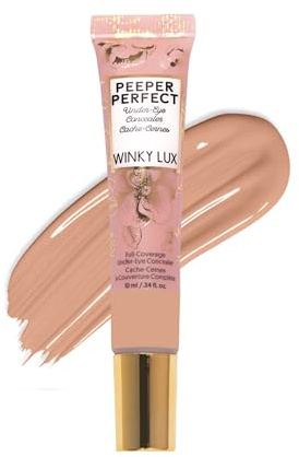 Winky Lux Peeper Perfect Under Eye Concealer, Makeup & Eye Brightener, Full Coverage Concealer for Dark Circles, Color Corrector & Eye Primer, With Collagen, Hyaluronic Acid & Vitamin E (Medium)