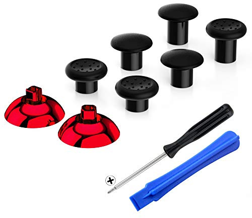 eXtremeRate Thumbsticks Kompatibel mit ps4 und Kompatibel mit ps5 Controller,ergonomischer Analogsticks Analog Sticks Aufsätze Ersatz für ps4 Joy-Sticks für ps5-Schwarz&Chrom Rot[ThumbsGear]