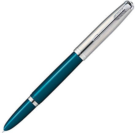PARKER 2123509 Offizieller Parker 51 Füllfederhalter, F feine Spitze, Luxusmarke, Geschenk, Blaugrün CT mit Konverterspitze, Edelstahl, Palladium-Finish, echter Import