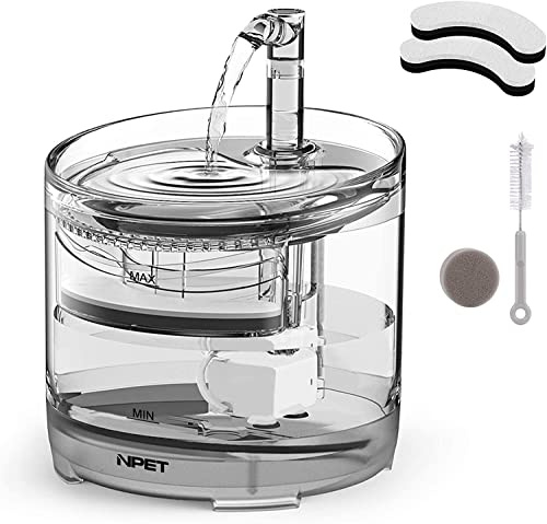 NPET Pet Drinking Fountain Filter Water Dispenser 1.5L Transparent | drinking fountain for cats and dogs drinking water fountain quiet water dispenser with filter