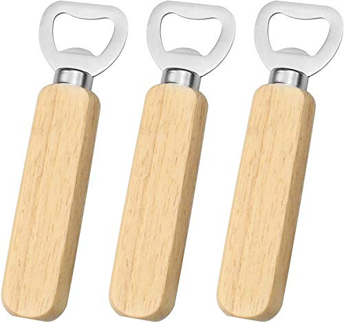 Xchmtech Flaschenöffner mit Holzgriff, für Bier, Limo und Softdrinks, 3 Stück