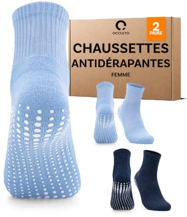 Occulto halkfria strumpor kvinnor 80% bomull 2-4 pack (modell: Madeleine) 2 pack | Marin-Blå 35-38