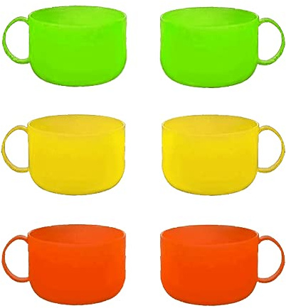 Hongu Set catzze Sunny in plastica 6 Pezzi, 600 ml, Colorati, riutilizzabili, infrangibili, Rigida, Tazze, tazzine, Bambini, Caffe, Te
