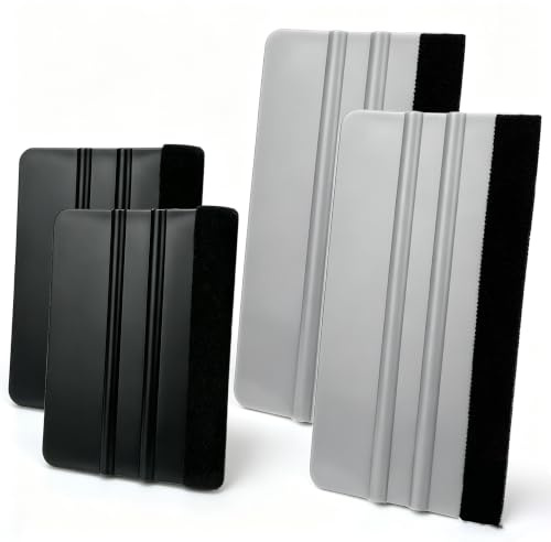 Umaki Kunststoff-Filz-Rakel, in zwei Größen 8 x 15 cm und 7 x 10 cm, für Vinylfolie, Fenster-Tönungsfolie, Tapeten-Glätter, Aufkleber-Applikator, kratzfreies Glättwerkzeug, 4 Stück