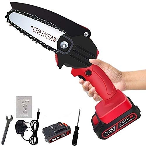 Electric Pruning Saw Mini Handheld Electric Pruning Saw Cordless Electric Chainsaw with Battery Charger Wood Cutter Garden Power Tool