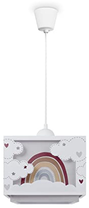 Paco Home Chambre Enfant Plafonnier Suspension Abat-Jour Tissu Arc-En-Ciel Étoile Lion Dinosaure Lune E27 Câble Textile, Type de lampe:Lampe à suspension - Type 6, Couleur:Beige