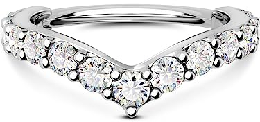 OUFER Knorpel Helix Earring Hoop 16 G V-Shaped Orbital Conch Ring Silber Tragus Rook Daith Piercings Jewellery Clicker CZ Snug Surgical Steel Forward Top of Ear Septum Nose Ring 10 mm