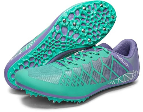 Ifrich Spikes Leichtathletik-Rennschuhe für Herren, Damen, Jungen, Mädchen, Leichtathletik, Rennschuhe, Leichtathletik-Sneaker, Blau / Violett, 35.5 EU