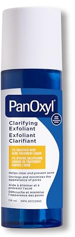 PanOxyl Exfoliant Clarifiant, avec 2% d'acide salicylique, Traitement laissant agir, Aide à éliminer et prévenir les boutons d'acné, Pénètre les pores pour une peau plus claire, Formule équilibrée en