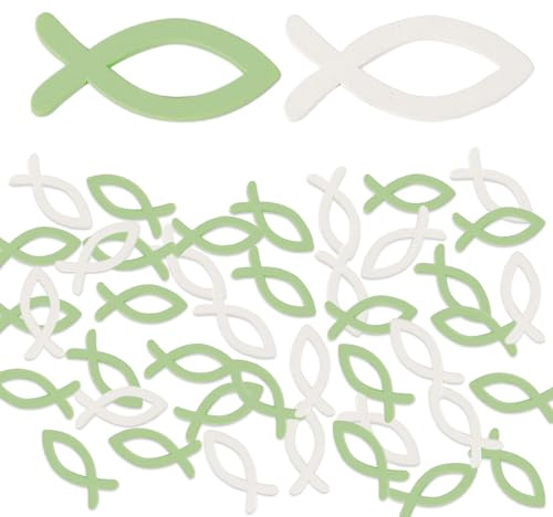 100 Stück Holz Fisch Deko - Tisch- und Taufdeko für Mädchen, Kommunion, Konfirmation, Firmung, Streudeko
