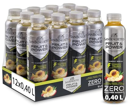 San Benedetto, Fruit & Power Dark Edition, 12 x 0,40 L, Mix Fruttato Energizzante, Ideale come Break Alternativo al Caffè, Zero Zuccheri Aggiunti