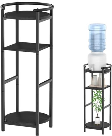 Soporte de piso para dispensador de agua (36.5 pulgadas de alto y 13.3 pulgadas de ancho) Soporte para jarra de agua con 2 estantes redondos, dispensador de bebidas, soporte para jarra de agua de 1 a