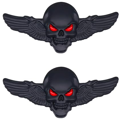 UOCAI 2 Stück 3D Metallschädel Autoaufkleber, Skull Aufkleber Auto Totenkopf Sticker Schädel Skull Emblem Auto Aufkleber Totenköpfe Autoaufkleber Stickers für Auto Motorrad