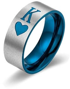 Hasdnker Ring Ringe Damen Bijouterie Herren König Königin Ring Q K Brief Paar Ringe Poker Blau Schmuck Hochzeit Verlobung Jahrestag Liebhaber 12 Männer