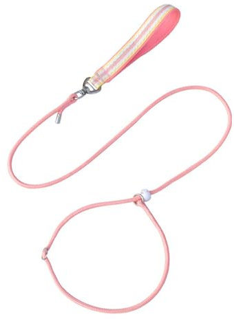 1.5m Peach Pink Anti-Knot Thin Dog Slip Lead, P Rope with Push Button Stopper for Walking and Training