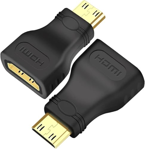 TECHZOCO Adaptador Mini HDMI, Conector Mini HDMI Macho a HDMI Hembra, 1920x1200 Full HD 1080p, Compatible con Raspberry Pi Zero, Canon EOS 5D Mark II Cámara, Nikoon D5600, HDTV, Monitor