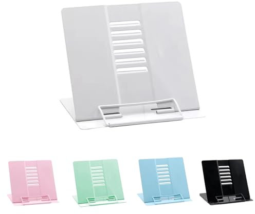 Ruayia Buchständer Verstellbarer Faltbarer, Buchhalter Leseständer Kinder Metall Kochbuchhalter Rezept Musikbuch Dokument für Küche Schule Bibliothek Büro - Weiß