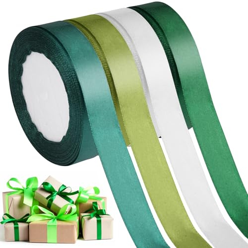 WhizNook 4 Rollos Cinta de Raso, 20mm x 88m Cinta para Envolver Regalos
