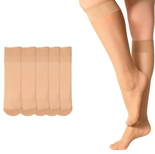BOSVAL Medias Cortas Mujer en packs de 5 o 10 unidades |Mini Medias Transparentes Color Natural o Negro |Calcetines Media Mujer Cómodos y Suaves | Uso Diario (pack 5 natural)