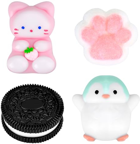 Taba Squishy Fidget Toys, 4 Stück Squishy Anti Stress Spielzeug Erwachsene | Süße Cat Paw Stressball Spielzeug, Fufu Squishy Sensory Play Squeeze Toys zum Konzentrieren, Angst Relief für Büro Schule