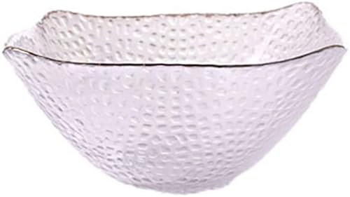 WDSOPK Ensaladera De Vidrio con Borde Dorado, Tazón De Vidrio Transparente, Tazón para Postres, Aperitivos, Frutas Y Verduras(A-6.7 * 7.9 * 18.7Cm)